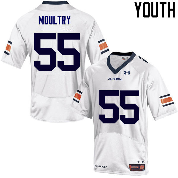 Auburn Tigers Youth T.D. Moultry #55 White Under Armour Stitched College NCAA Authentic Football Jersey EYX4874PC
